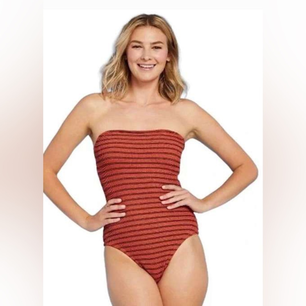 Kona Sol Koni Sol Copper Stripe Pucker One Piece Swimsuit